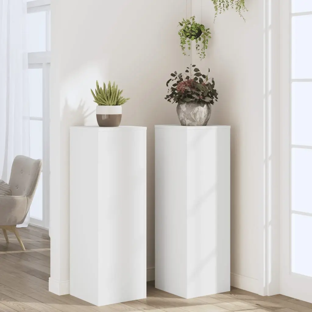 Plant Stands 2 pcs White 33x33x100 cm Flower Display Stand Engineered Wood