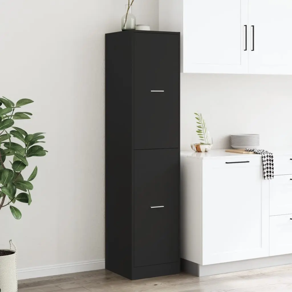 Apothecary Cabinet Black Storage Furniture Engineered Wood Tall Cupboard 40 x 41 x 174.5 cm