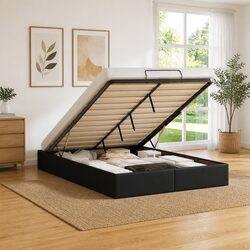 Specifications of the Black Faux Leather Ottoman Storage Bed Frame