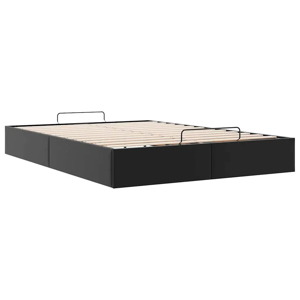 Black Faux Leather Ottoman Storage Bed Frame