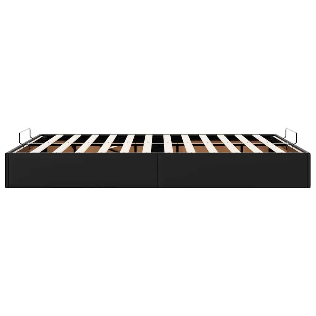 Black Faux Leather Ottoman Storage Bed Frame
