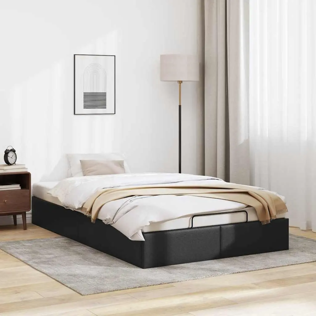 King Single Black Faux Leather Bed Frame