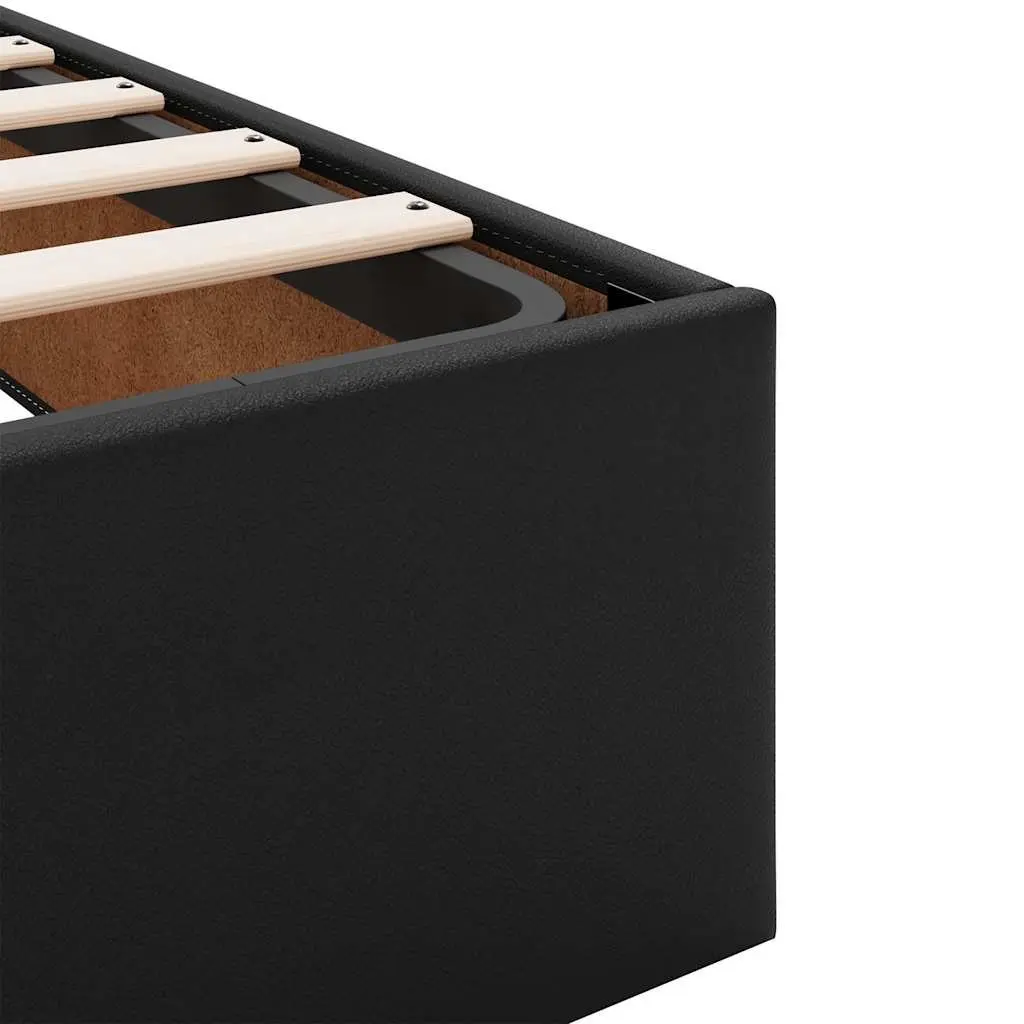 King Single Black Faux Leather Bed Frame