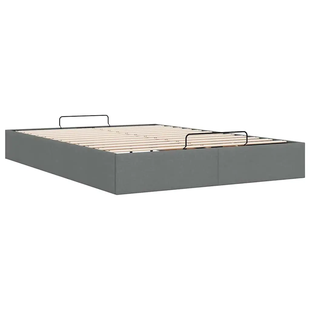 Ottoman Storage Bed Frame Double Grey Fabric Lift Mechanism Bedroom