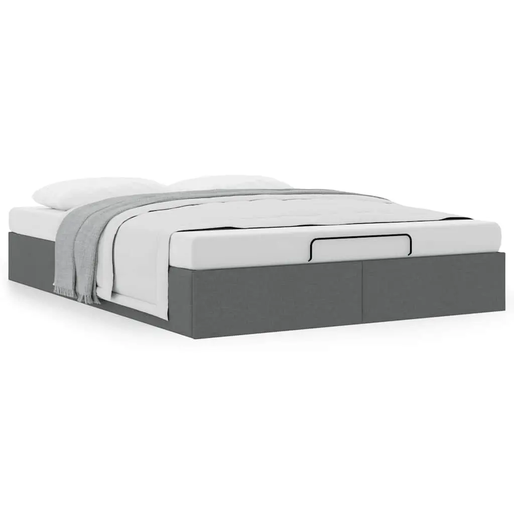 Ottoman Storage Bed Frame Double Grey Fabric Lift Mechanism Bedroom