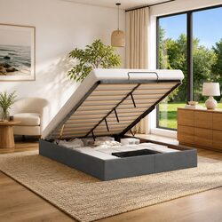 Queen Size Ottoman Bed Frame in Grey - Key Specifications
