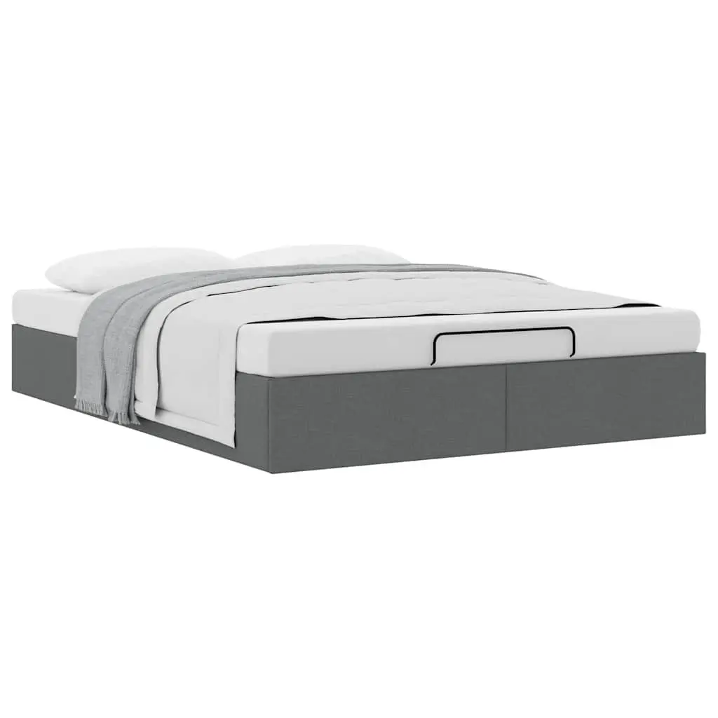 Queen Ottoman Storage Bed Frame Grey Fabric Lift-Up Base Bedroom Furniture