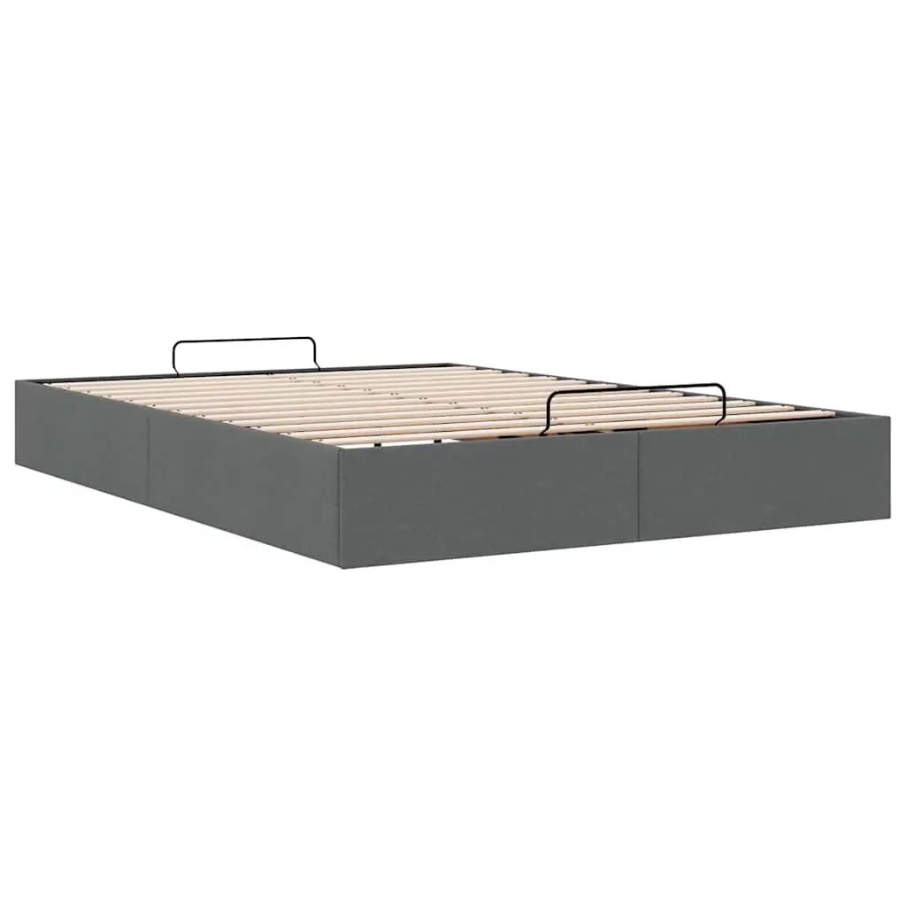 Queen Ottoman Storage Bed Frame Grey Fabric Lift-Up Base Bedroom Furniture