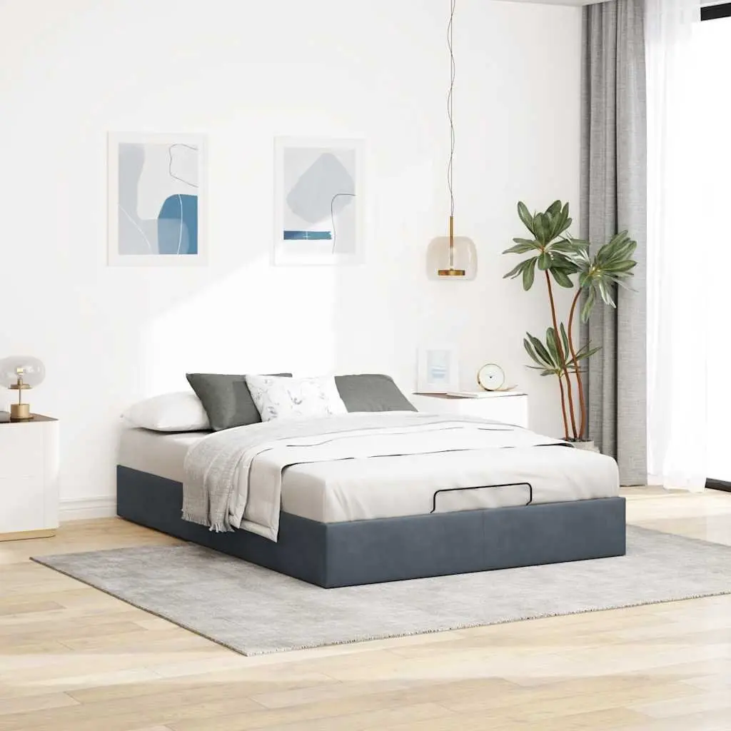 Double Grey Velvet Ottoman Storage Bed Frame