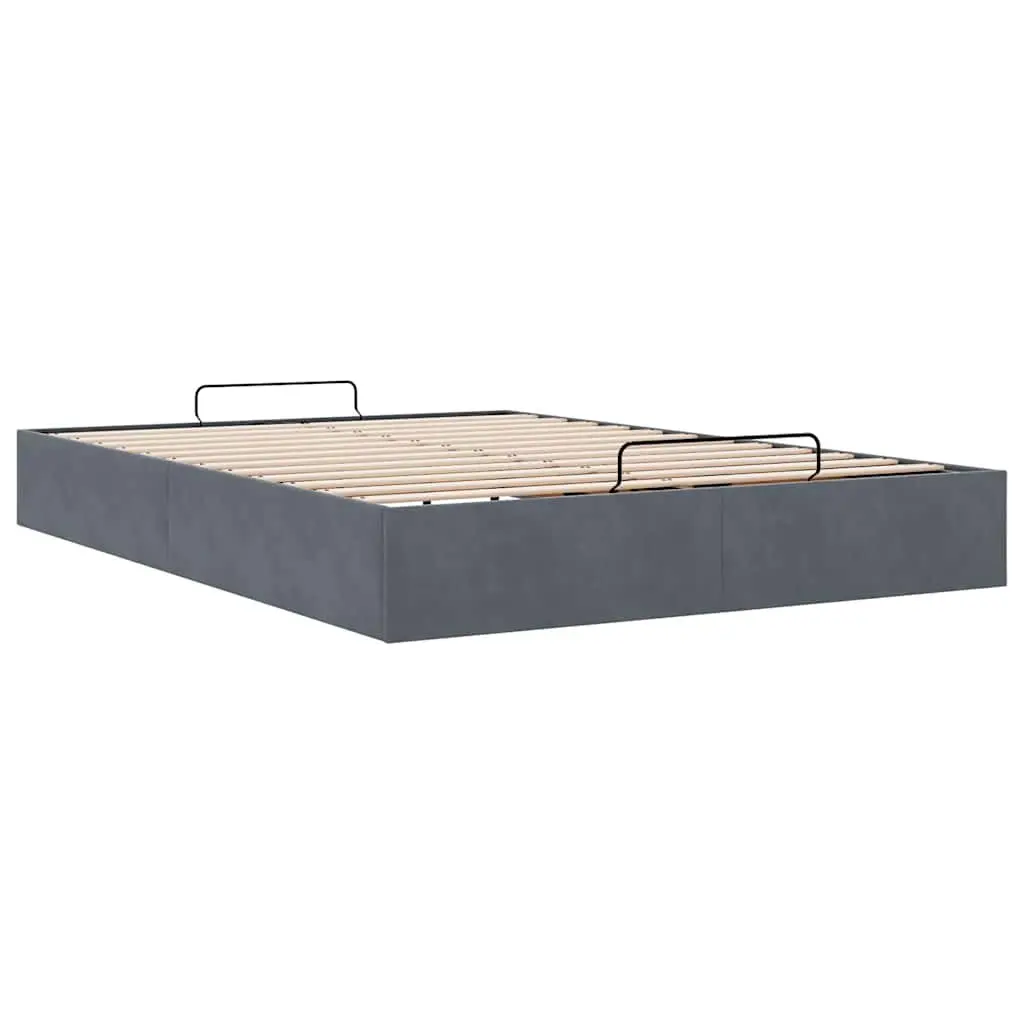 Double Grey Velvet Ottoman Storage Bed Frame