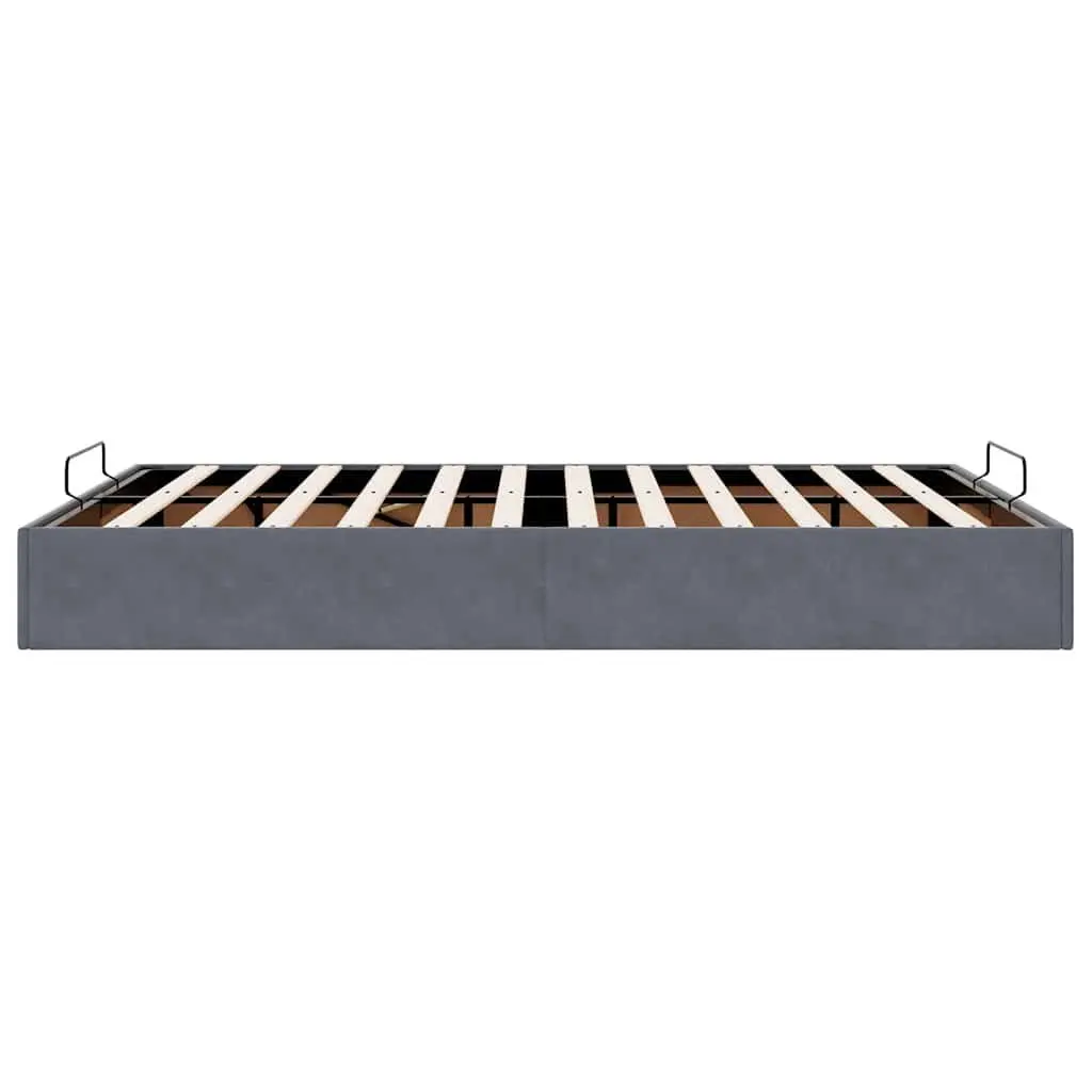Queen Ottoman Storage Bed Frame Velvet Grey Bedroom Furniture