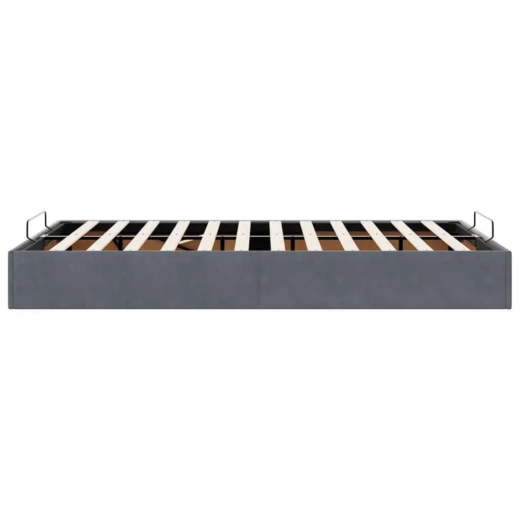 King Single Ottoman Velvet Bed Frame Grey