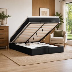 Double Ottoman Bed Specs: Faux Leather, Pocket Spring Mattress