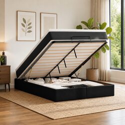 Detailed Specs: Queen Ottoman Storage Bed & Mattress Combo