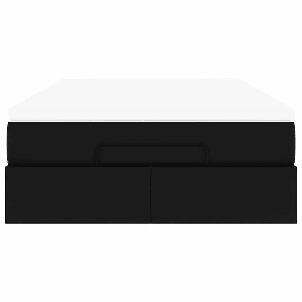 Super Single Ottoman Bed with Hydraulic Lift Storage Black Faux Leather Frame and Pocket Spring Mattress