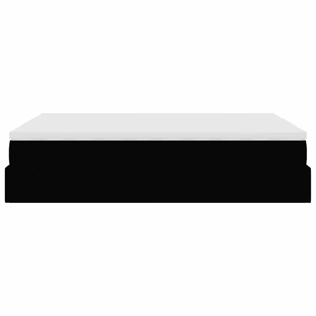 Double Ottoman Bed with Pocket Spring Mattress Black Fabric Storage Lift