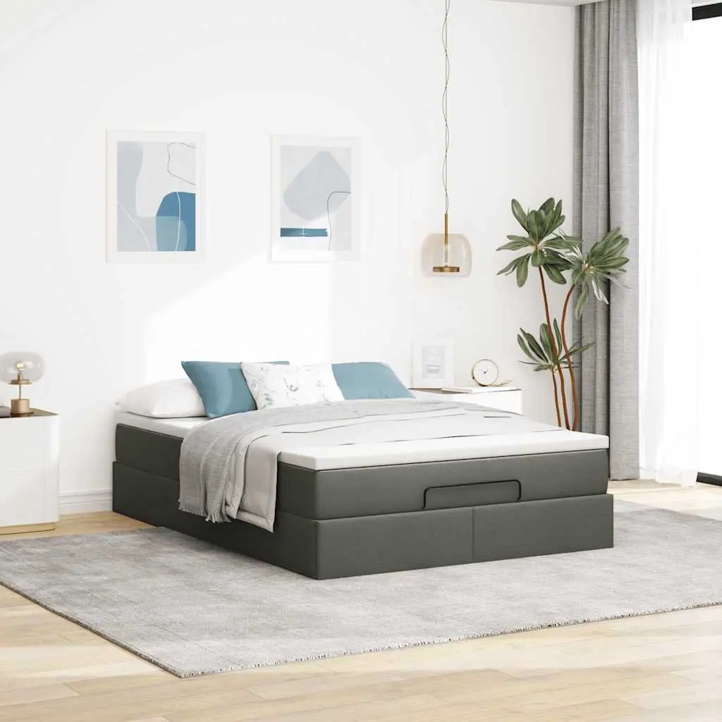 Grey Queen Ottoman Bed with Mattress