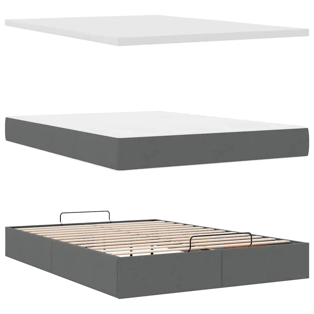 Grey Queen Ottoman Bed with Mattress