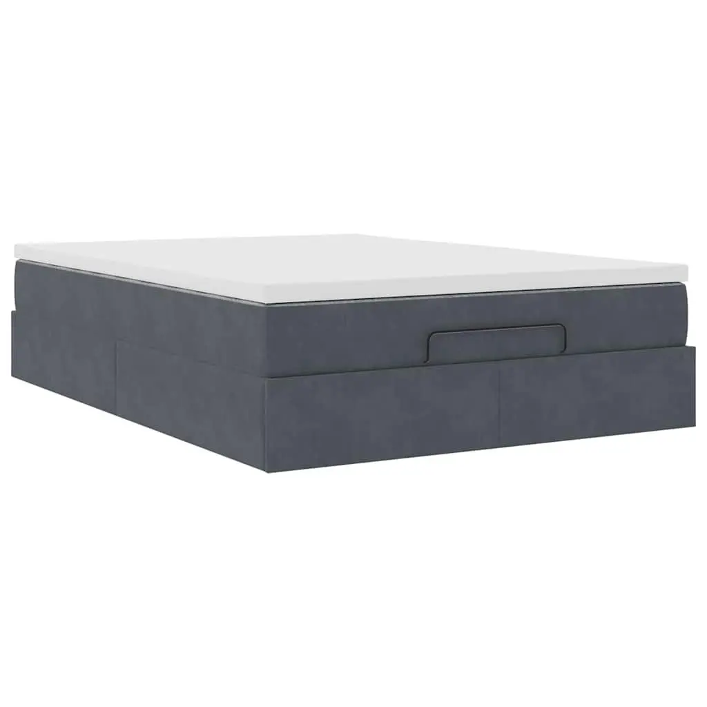 Ottoman Bed Double Velvet Storage Bedroom Grey with Pocket Spring Mattress