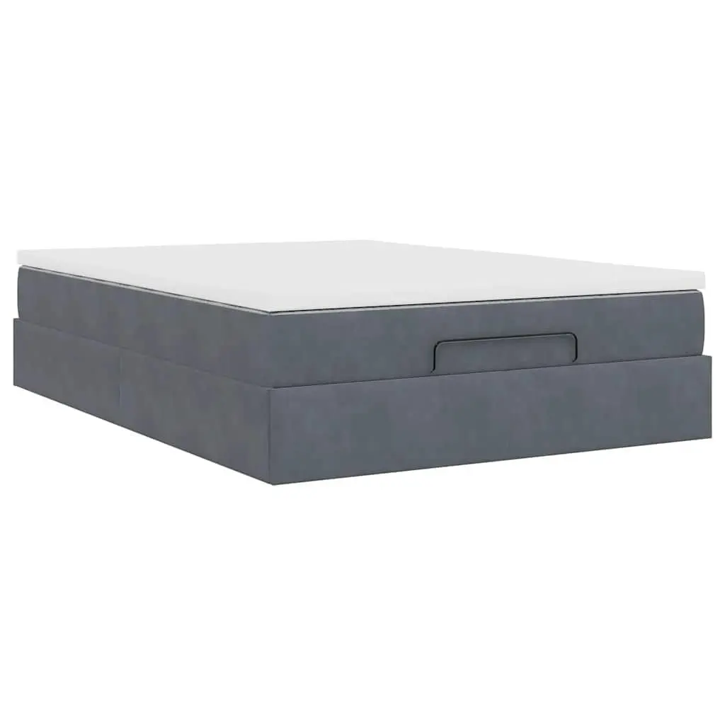 Ottoman Bed Double Velvet Storage Bedroom Grey with Pocket Spring Mattress