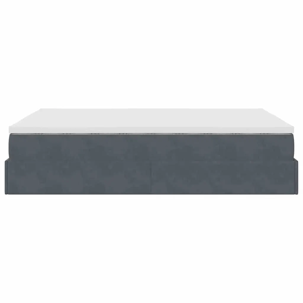 Ottoman Bed Double Velvet Storage Bedroom Grey with Pocket Spring Mattress