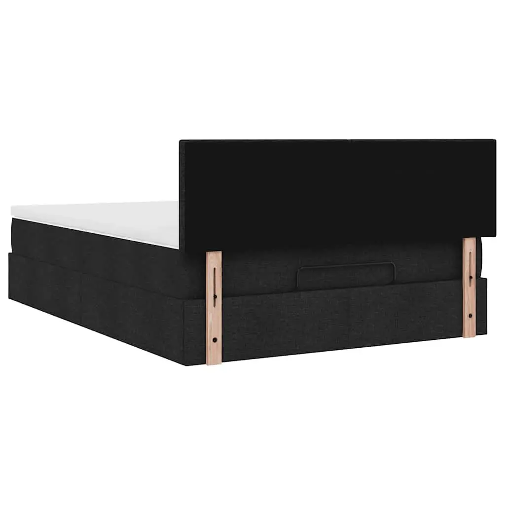 Upholstered Ottoman Bed Double Storage Black Frame with Pocket Spring Mattress and Hydraulic Lift