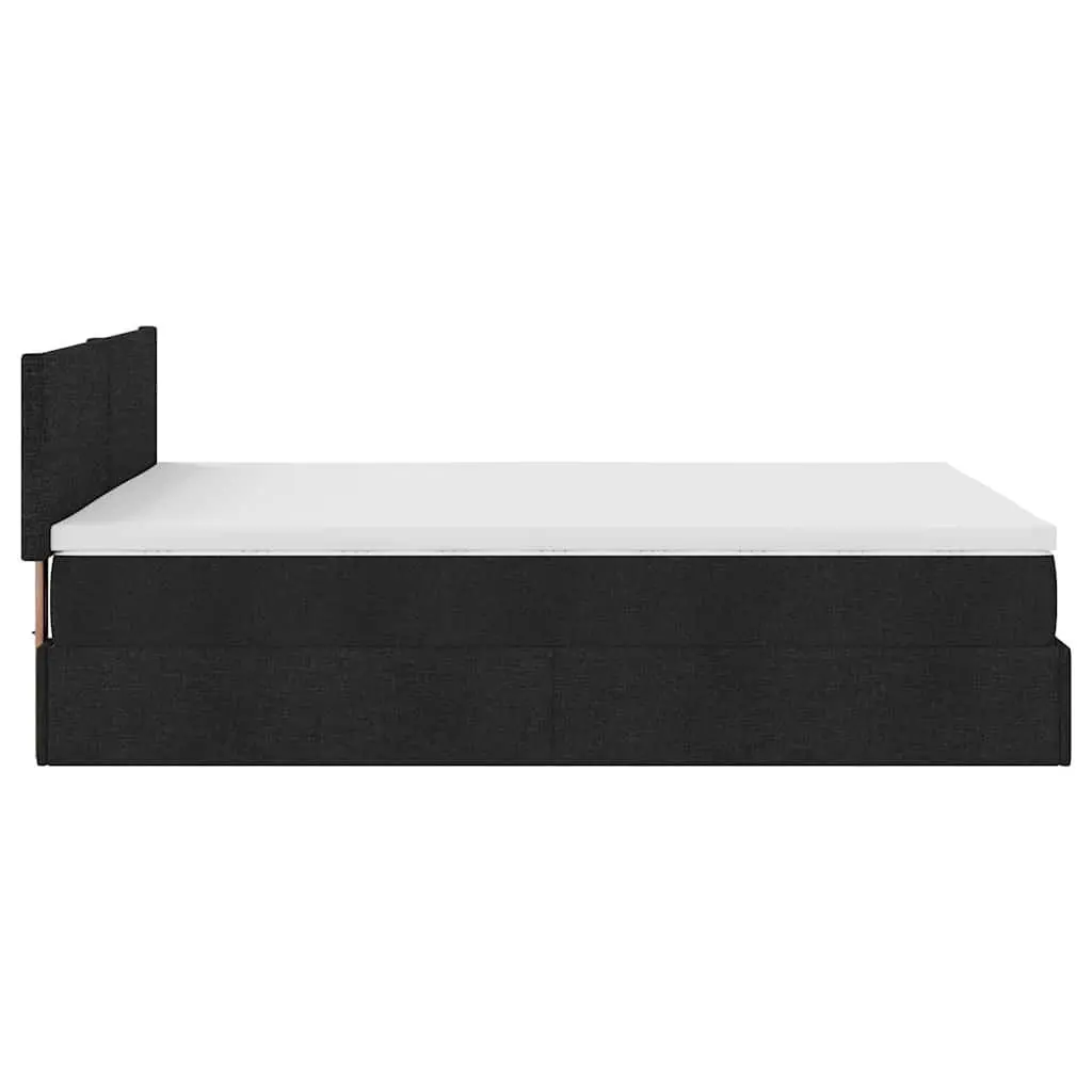 Upholstered Ottoman Bed Double Storage Black Frame with Pocket Spring Mattress and Hydraulic Lift