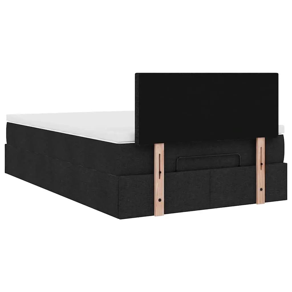 Ottoman Bed with Pocket Spring Mattress King Single Black Fabric Storage Lift