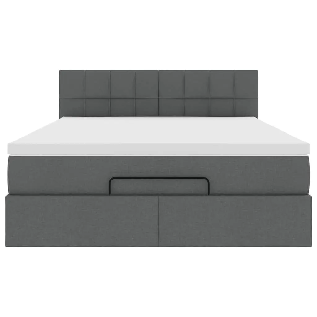 Ottoman Bed Queen Size with Pocket Spring Mattress Storage Grey Fabric