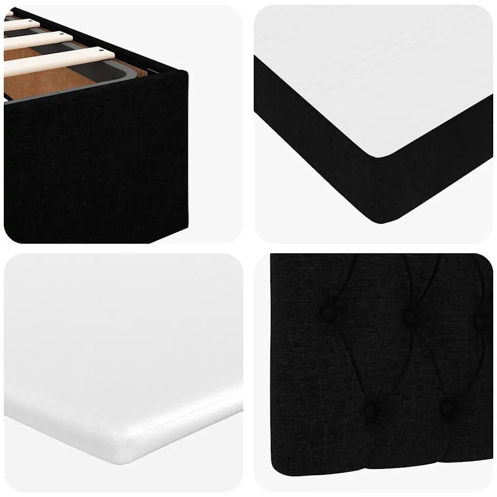 Ottoman Bed Double Black Fabric with Mattress Storage Lift Base Frame