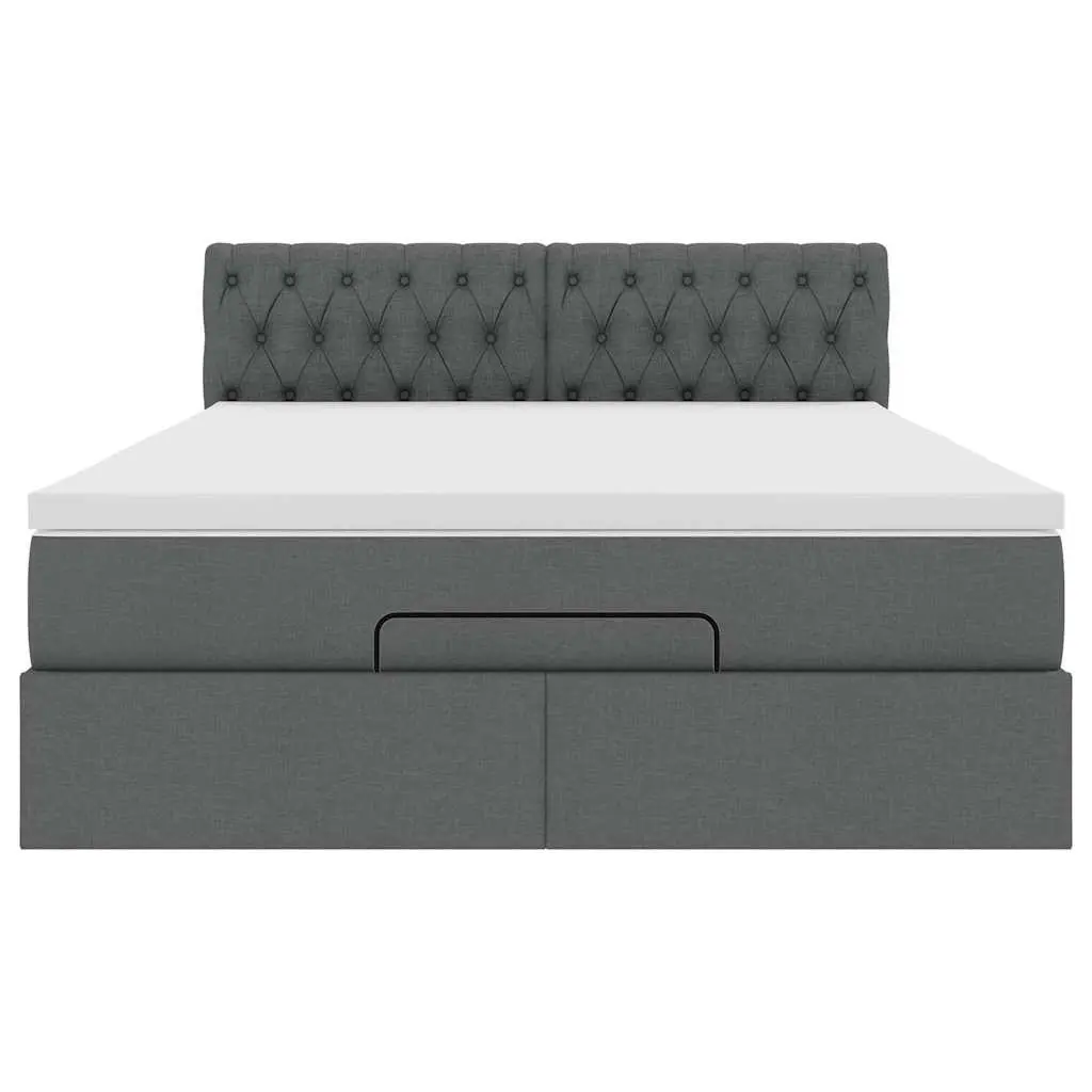Ottoman Bed with Mattress Queen Size Grey Fabric Storage Lift Hydraulic Base