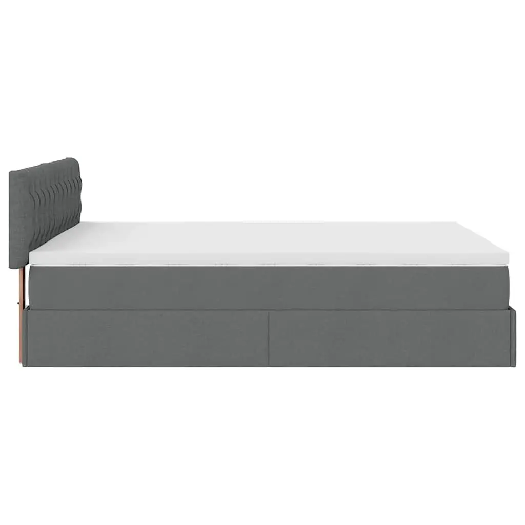 Ottoman Bed with Mattress Queen Size Grey Fabric Storage Lift Hydraulic Base