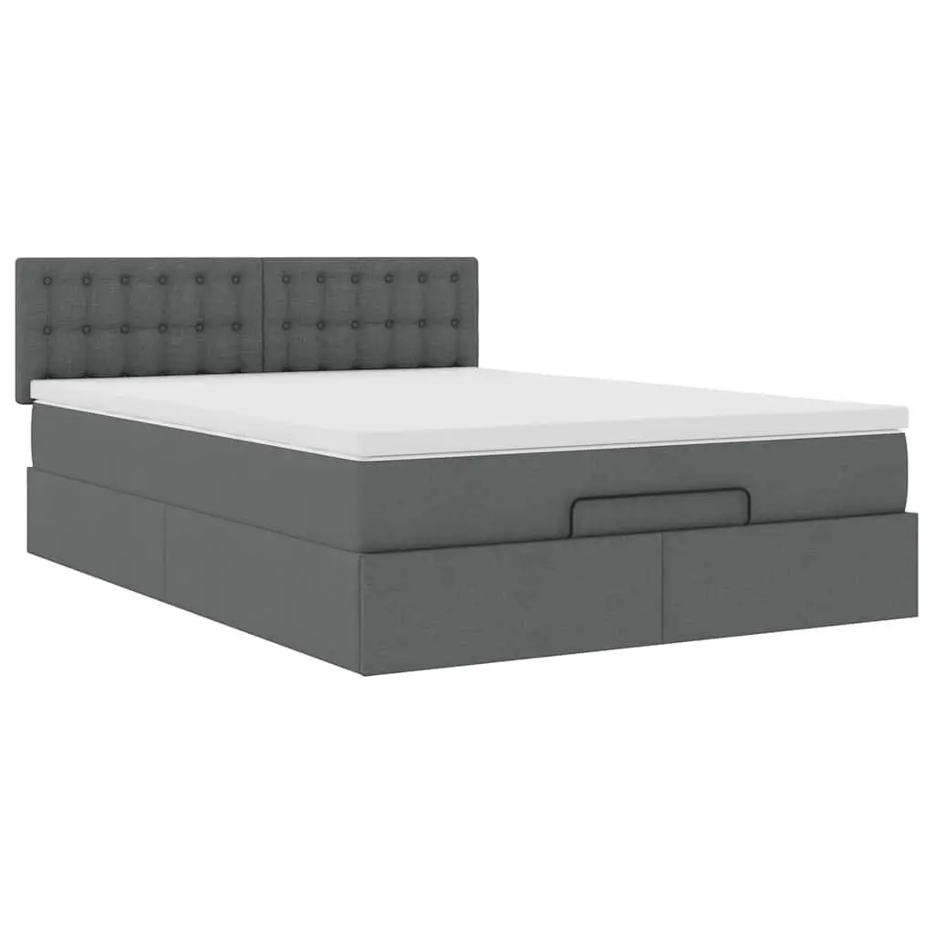 Ottoman Bed Queen with Pocket Spring Mattress Grey Fabric Storage Lift Base