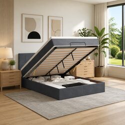 Grey Velvet Ottoman Bed with Integrated Mattress Specifications