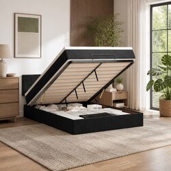 Specifications for Black Velvet Ottoman Storage Bed with Mattress