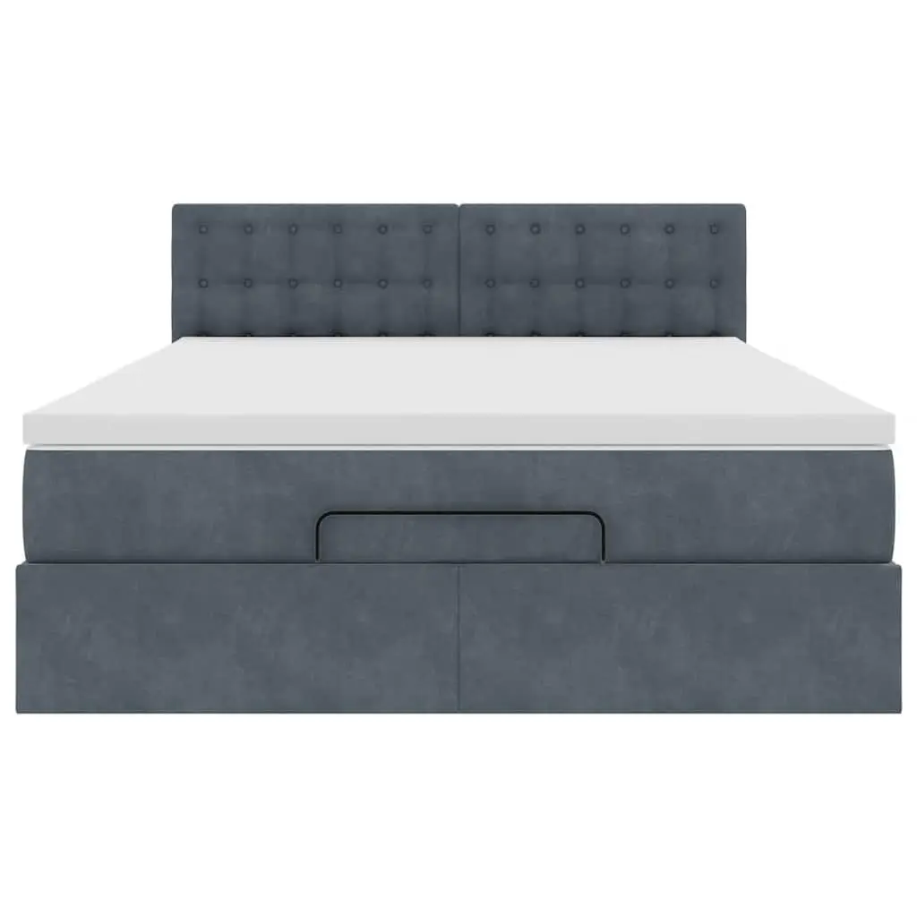 Double Ottoman Bed for Bedroom with Pocket Spring Mattress Grey Velvet