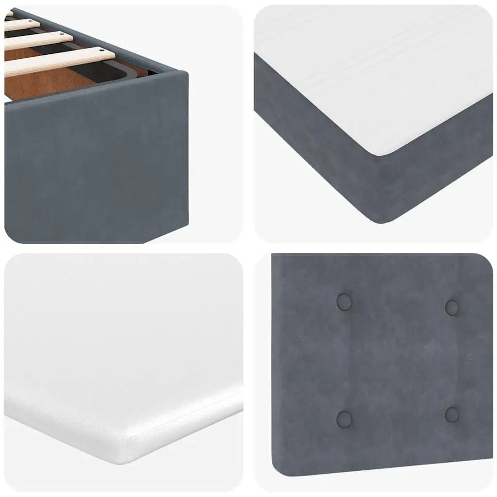 Ottoman Bed King Single Grey Velvet with Mattress and Hydraulic Lift Storage for Bedroom