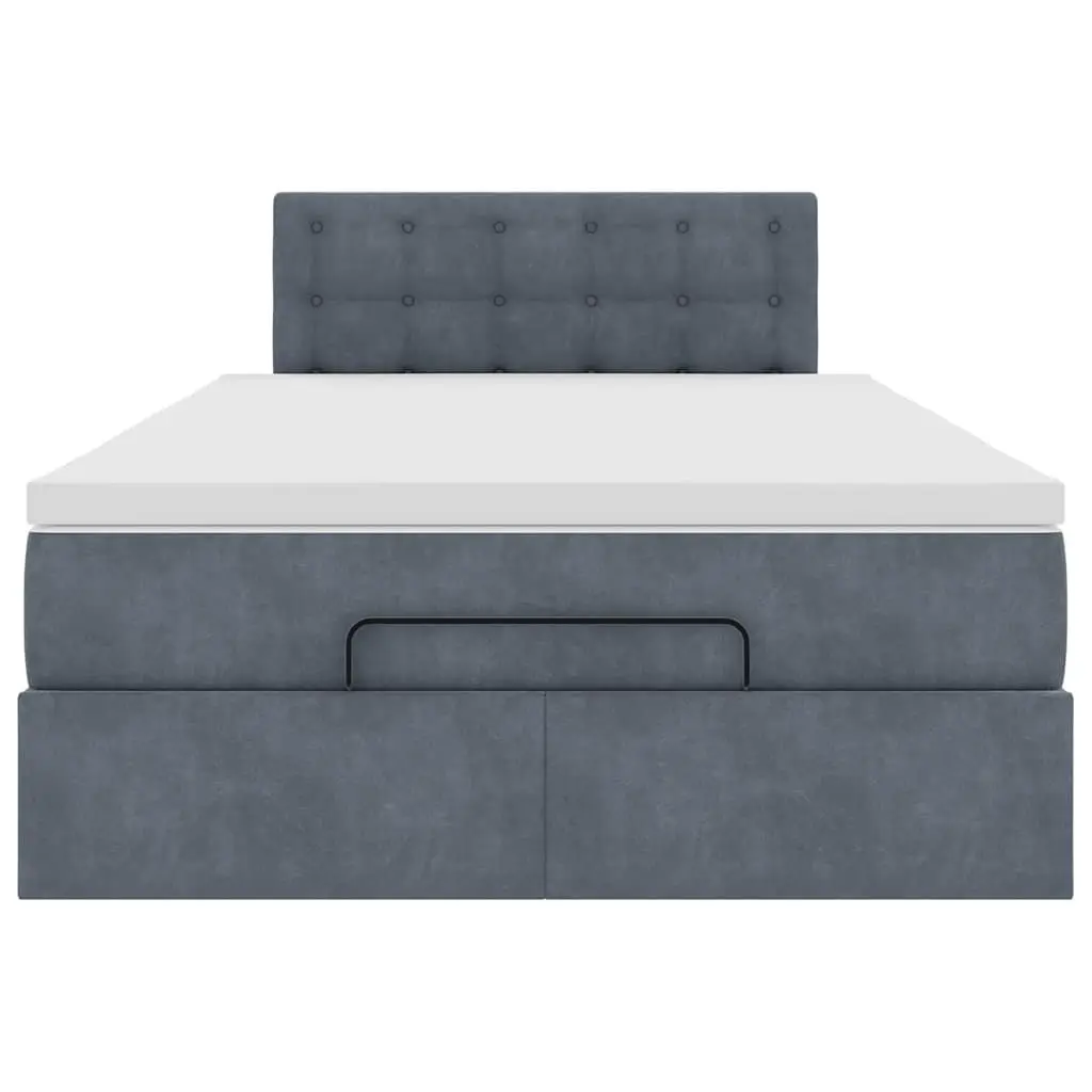 Ottoman Bed King Single Grey Velvet with Mattress and Hydraulic Lift Storage for Bedroom