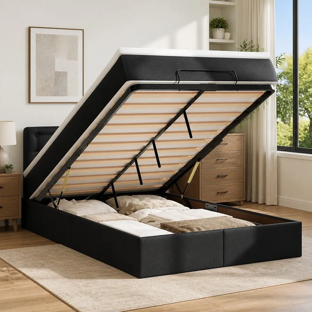 Ottoman Bed with Pocket Spring Mattress for Bedroom King Size