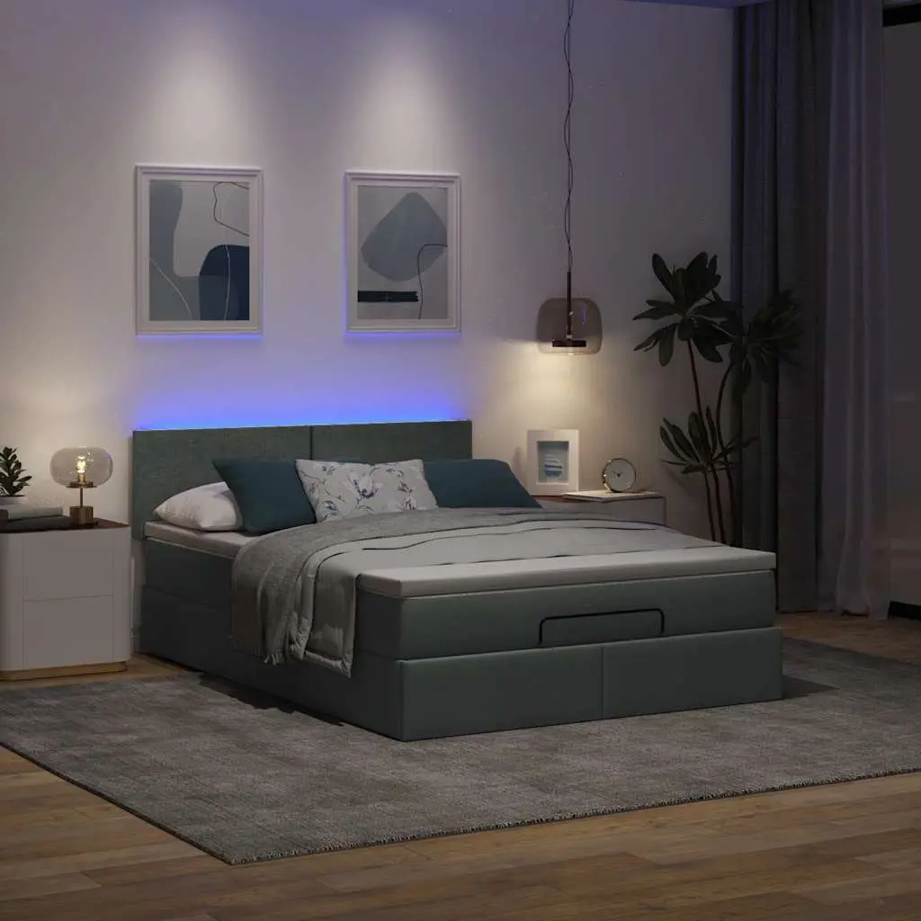 Ottoman Bed with Pocket Spring Mattress for Storage Queen Size Grey Fabric