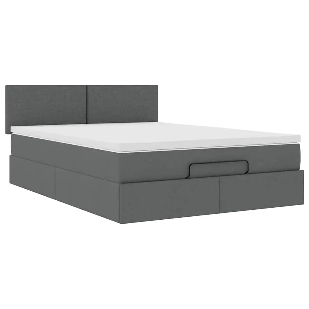 Ottoman Bed with Pocket Spring Mattress for Storage Queen Size Grey Fabric