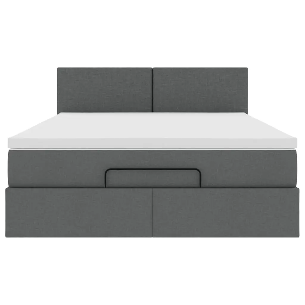 Ottoman Bed with Pocket Spring Mattress for Storage Queen Size Grey Fabric