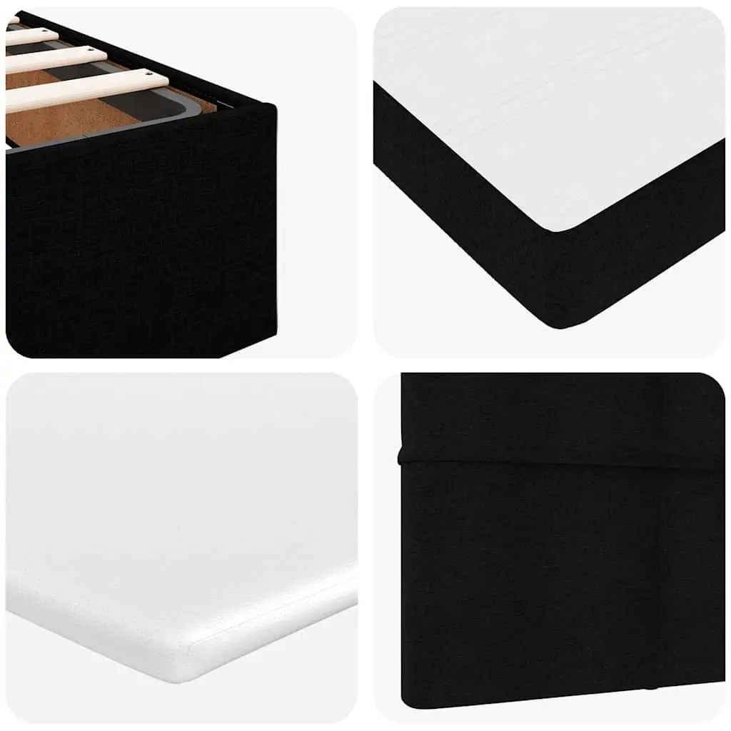 Double Ottoman Bed with Hydraulic Lift Storage Black Fabric Pocket Spring Mattress LED Lights