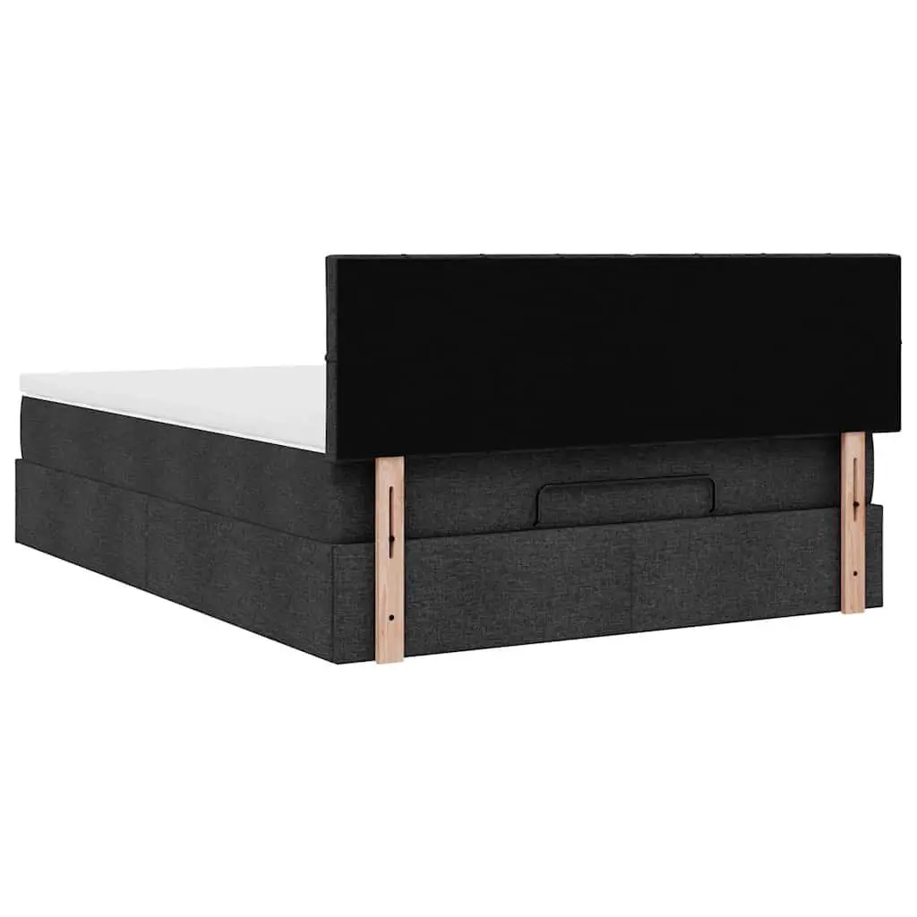Double Ottoman Bed with Hydraulic Lift Storage Black Fabric Pocket Spring Mattress LED Lights