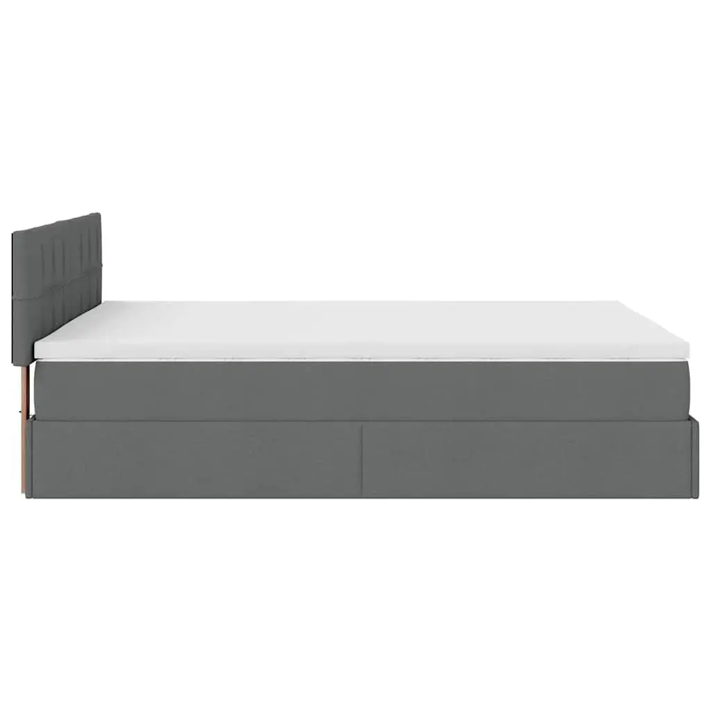 Queen Ottoman Bed with Pocket Spring Mattress LED Lights Storage Grey Fabric