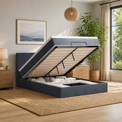 Specifications of Grey Velvet Ottoman Bed with Mattress