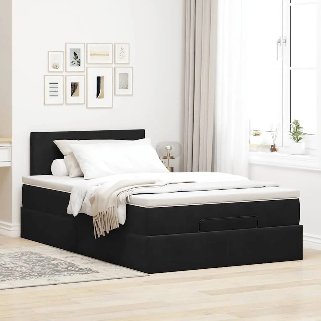 Black King Single Ottoman Bed with Mattress