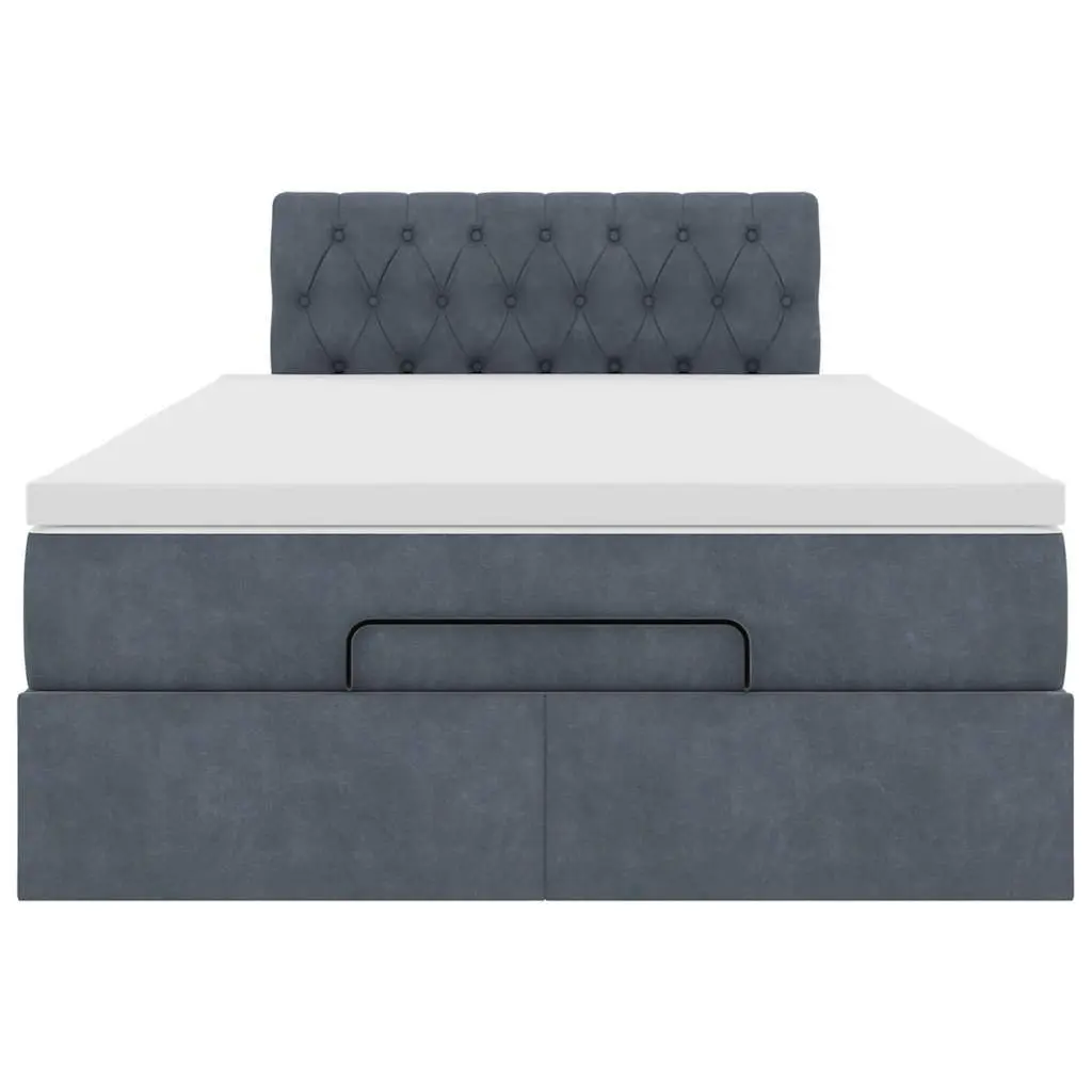 King Single Grey Velvet Ottoman Bed