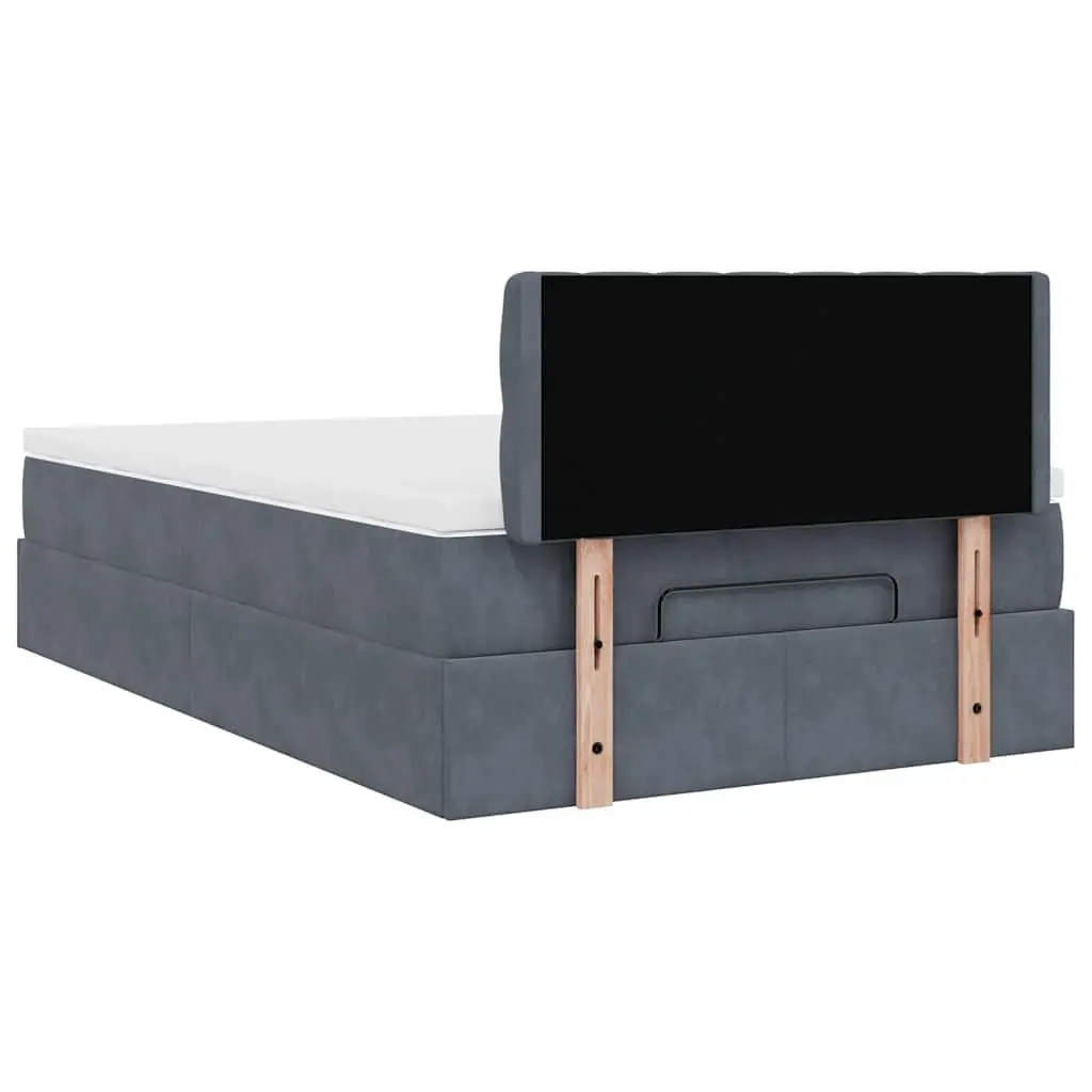 King Single Grey Velvet Ottoman Bed