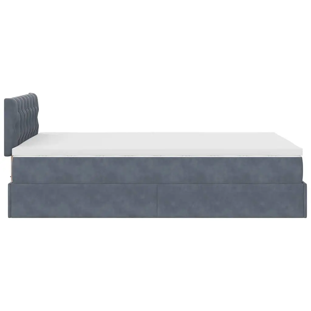 King Single Grey Velvet Ottoman Bed
